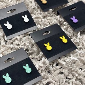Wooden Easter Bunny Earrings Made with Love (new)
